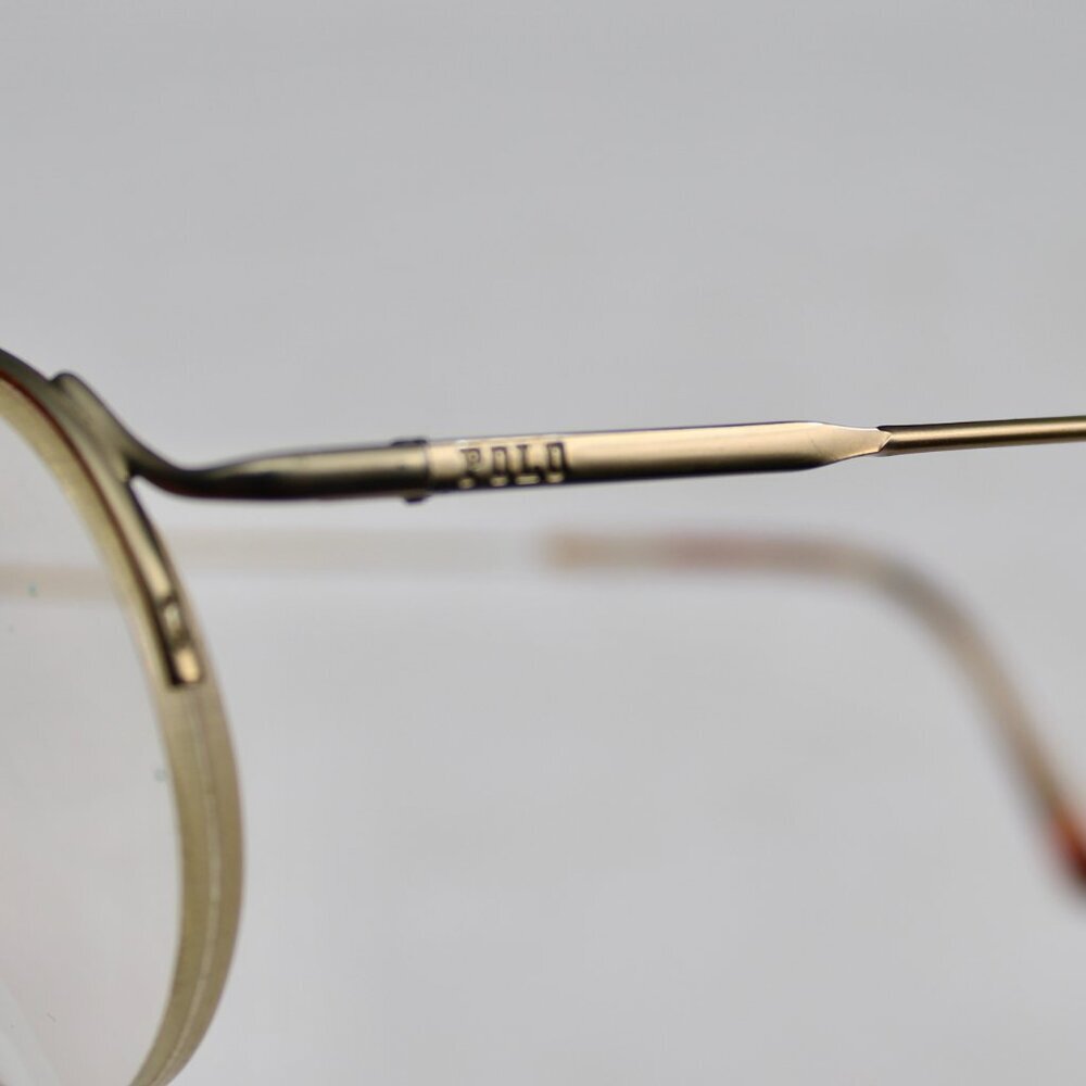 Polo Ralph Lauren Vintage Gold-Tone Metal Tortoise Round Half-Rim Eyeglasses - Picture 4 of 9